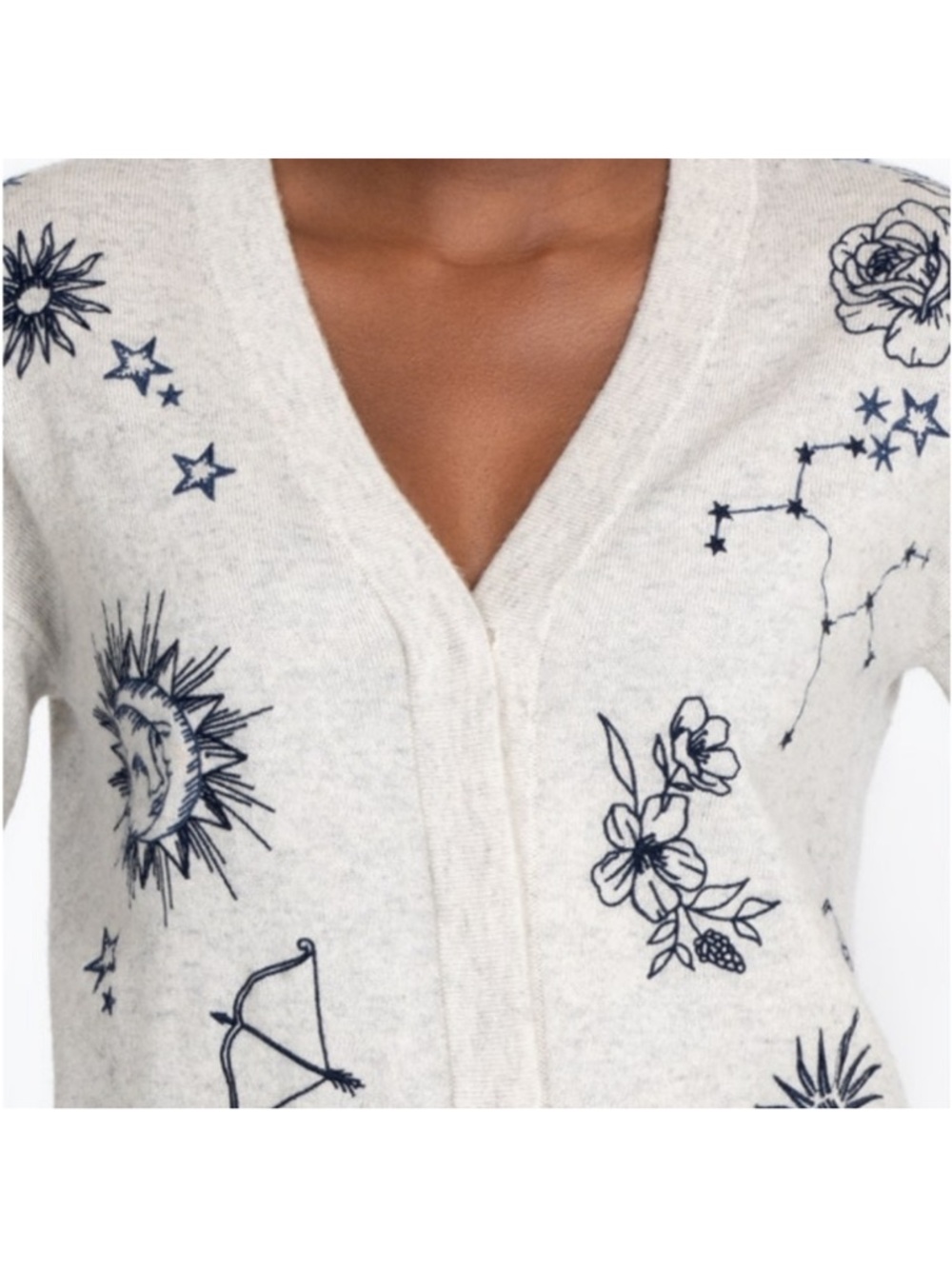 Johnny Was Bijou Fridge Wool Cashmere  Zodiac Astrology Cardigan Sweater sz S - Picture 2 of 11